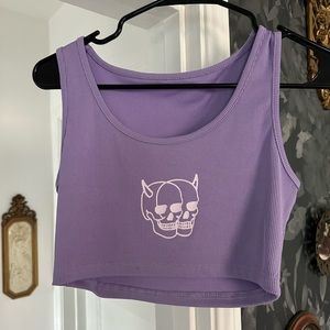 Skull ribbed crop tank